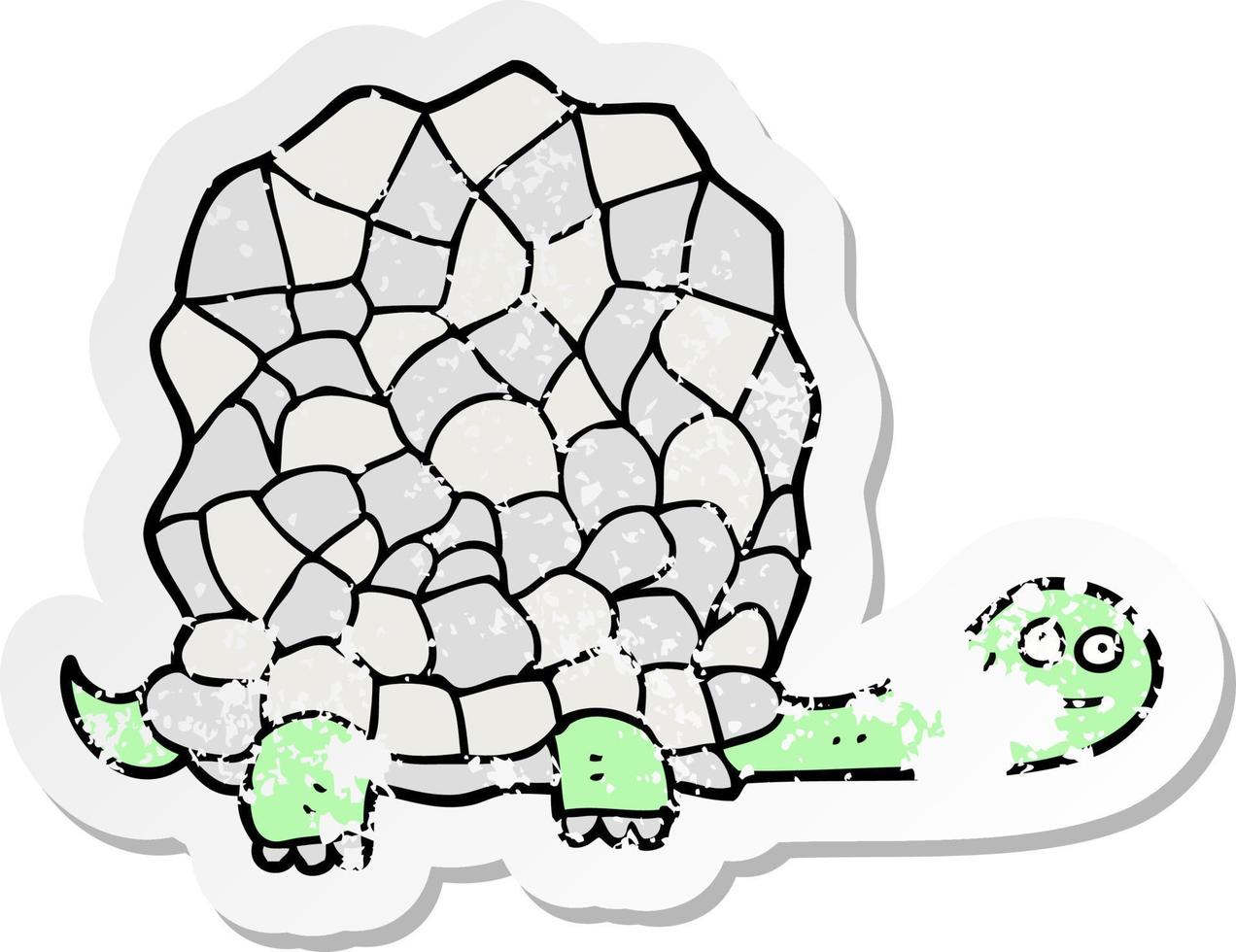 pegatina retro angustiada de una tortuga de dibujos animados vector