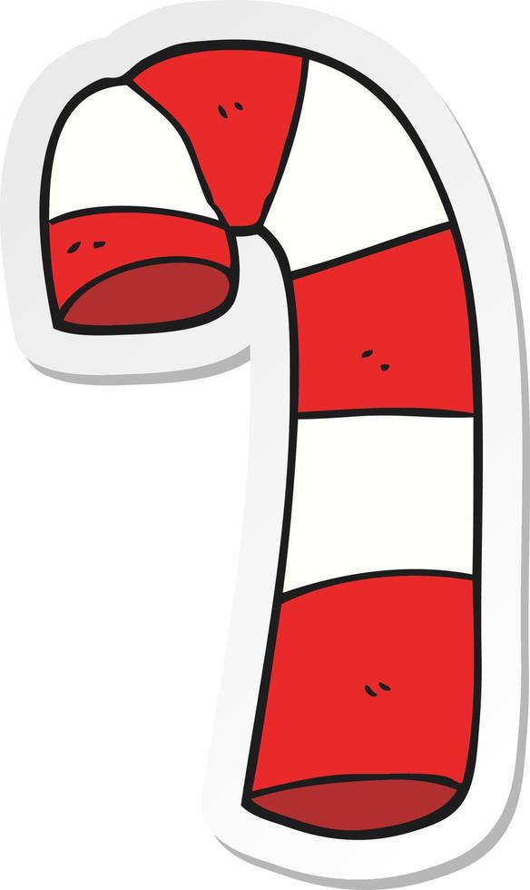 sticker of a cartoon candy cane vector
