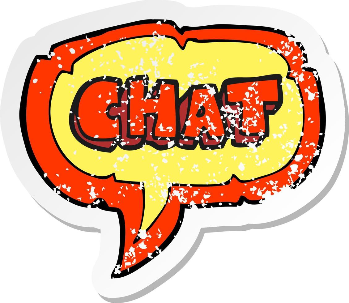 pegatina retro angustiada de un símbolo de chat de dibujos animados vector