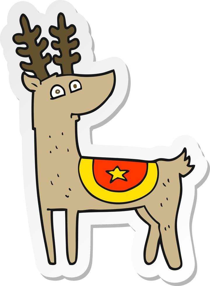 sticker of a cartoon reindeer vector