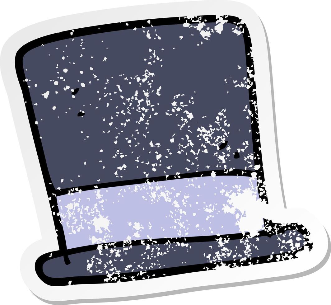 retro distressed sticker of a cartoon top hat vector