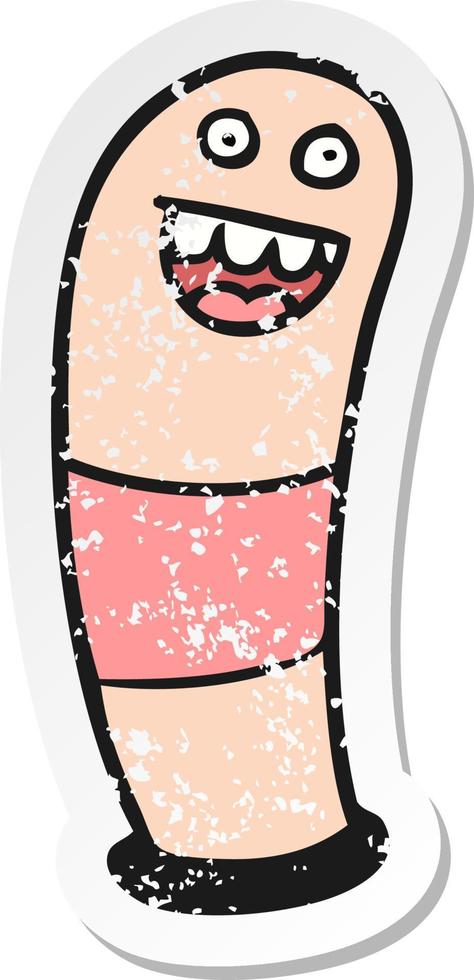 retro distressed sticker of a cartoon worm vector