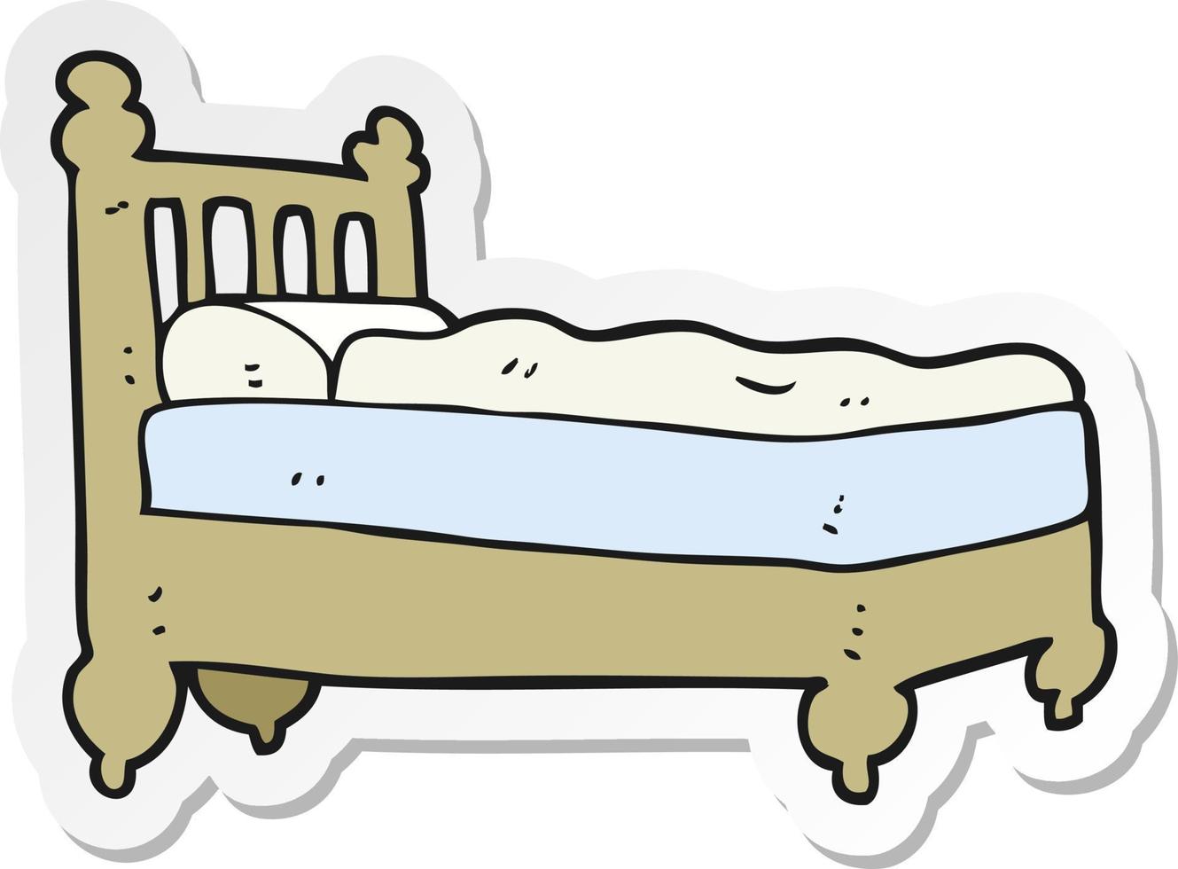 sticker of a cartoon bed vector