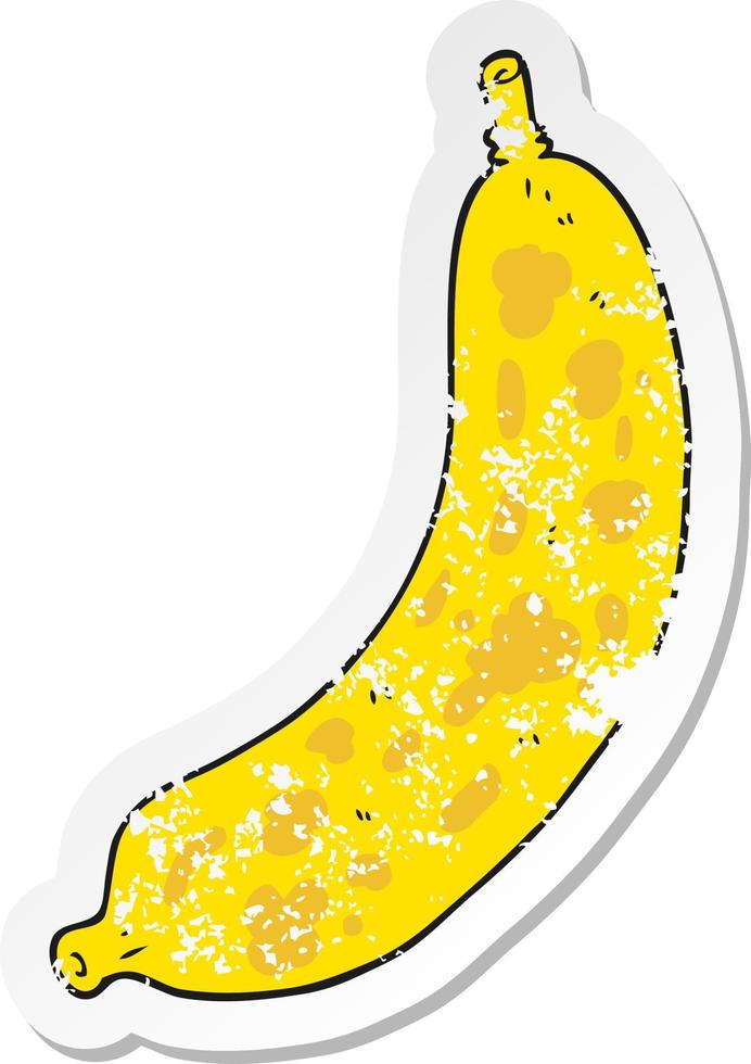 retro distressed sticker of a cartoon banana vector