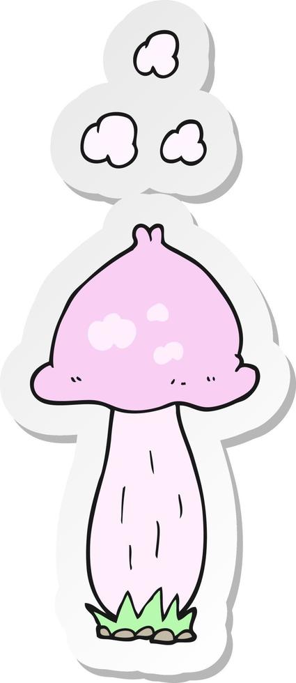 sticker of a cartoon mushroom vector