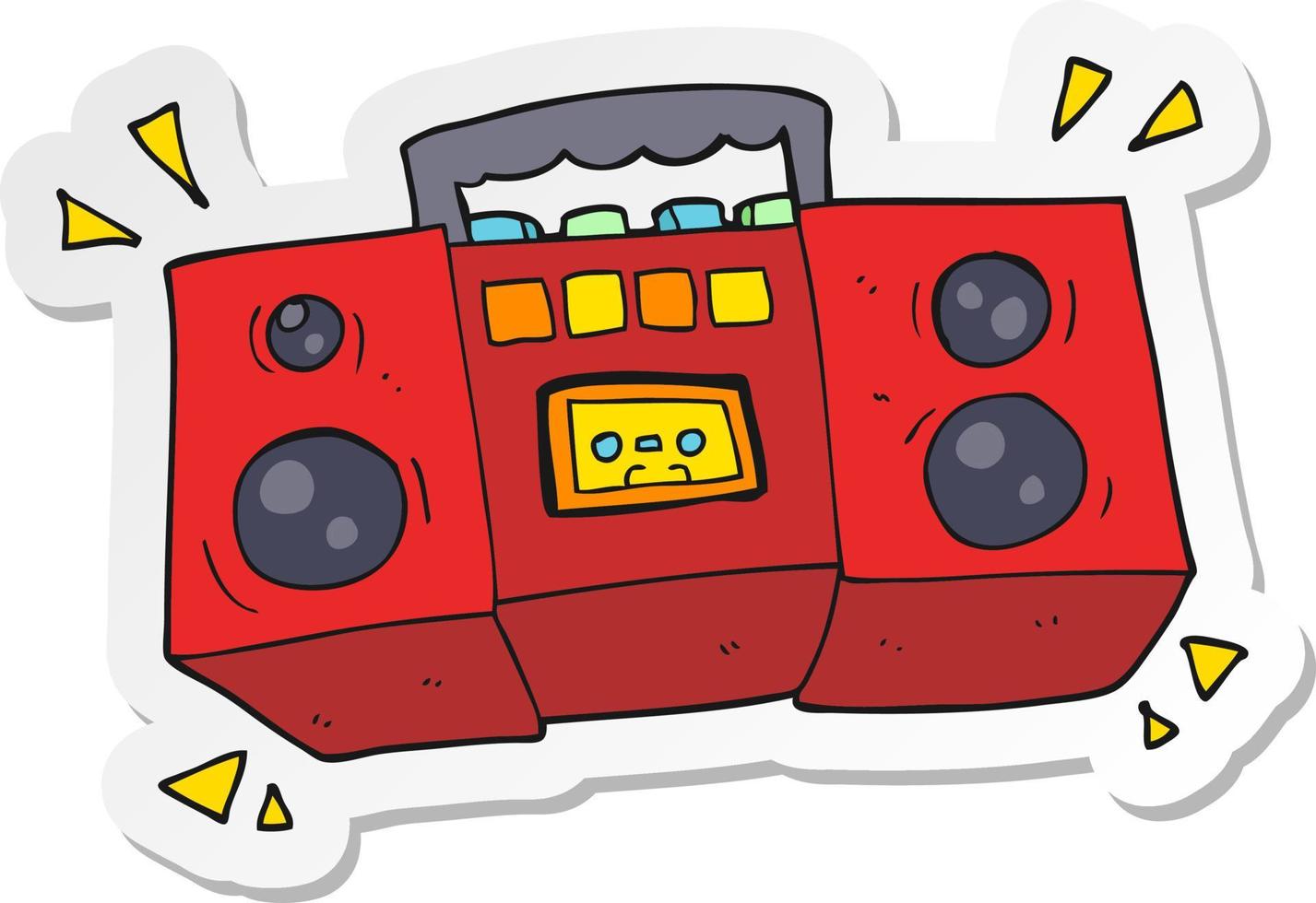sticker of a cartoon cassette tape player vector