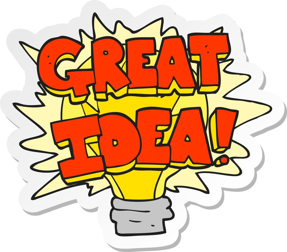 sticker of a cartoon great idea light bulb symbol vector
