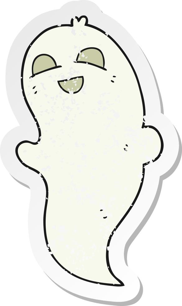 retro distressed sticker of a cartoon halloween ghost vector