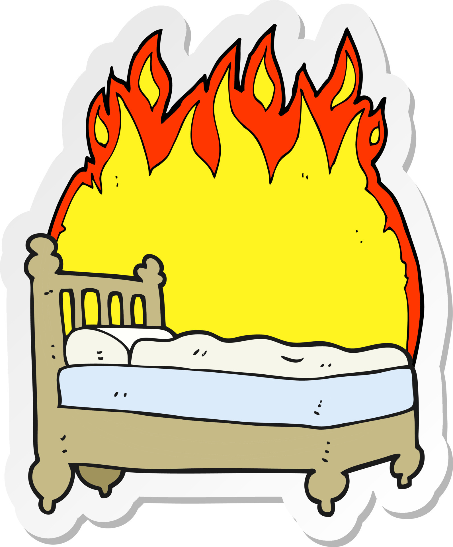 sticker of a cartoon beds are burning 12361124 Vector Art at Vecteezy