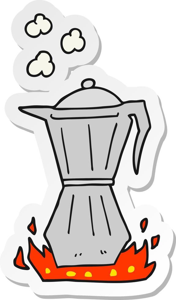 sticker of a cartoon stovetop espresso maker vector