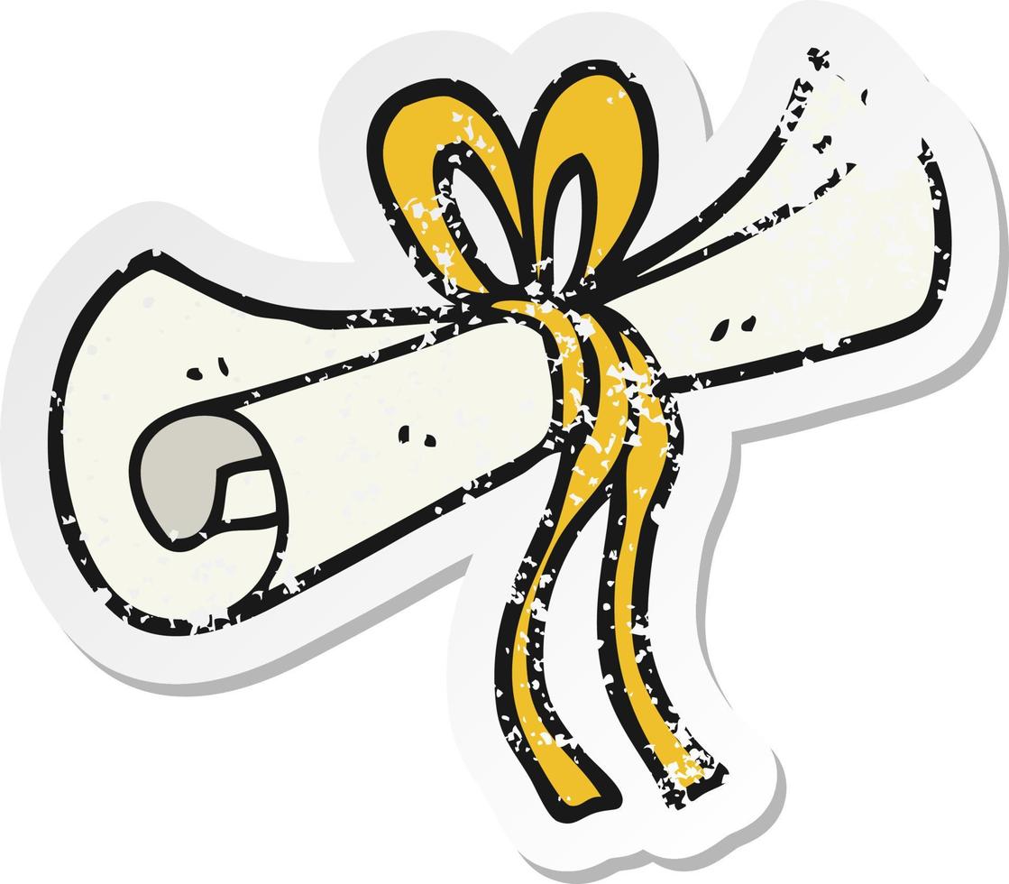 retro distressed sticker of a cartoon scroll vector