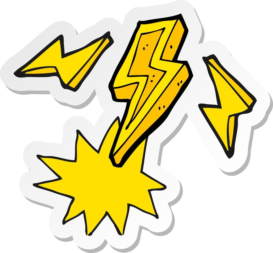 sticker of a cartoon lightning bolt doodle vector