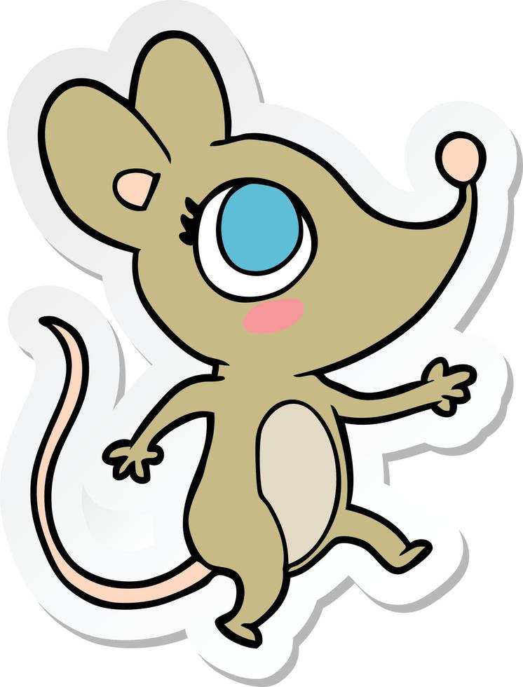 sticker of a cartoon mouse vector