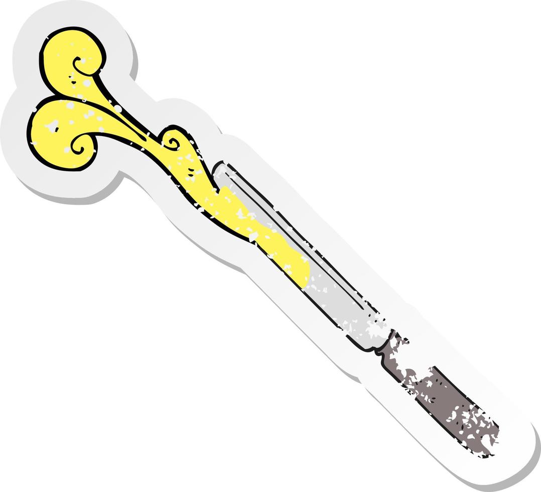 retro distressed sticker of a cartoon butter knife vector