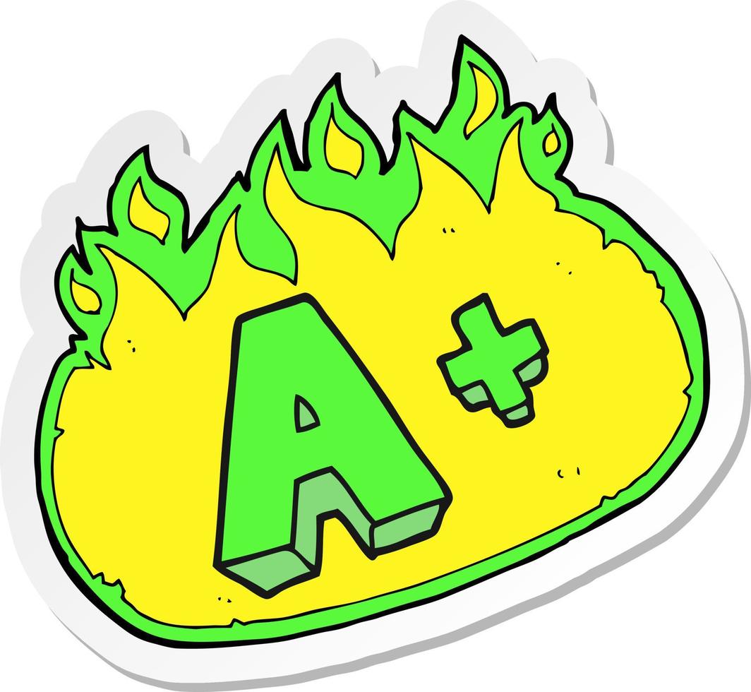 sticker of a cartoon A grade symbol vector