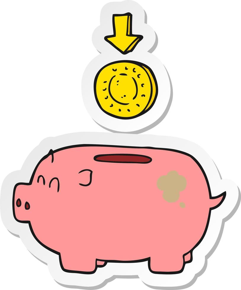 sticker of a cartoon piggy bank vector