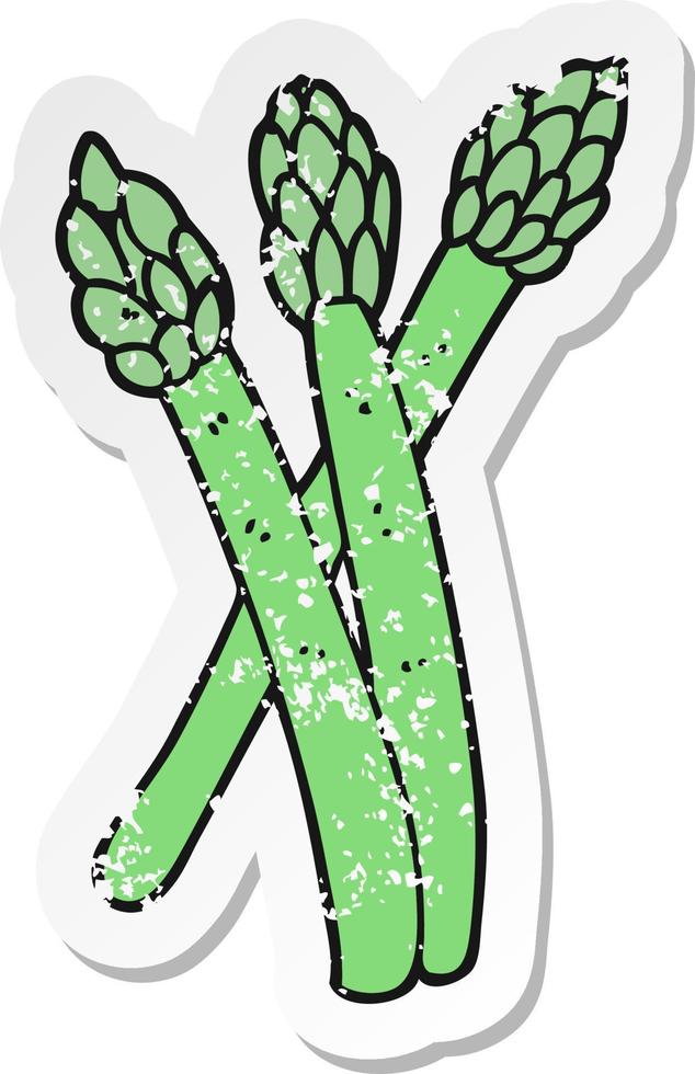 retro distressed sticker of a cartoon asparagus vector