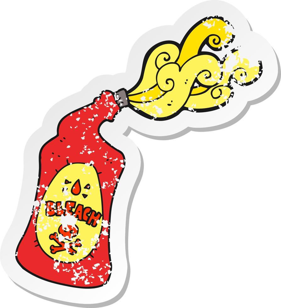 retro distressed sticker of a cartoon bleach bottle squirting vector