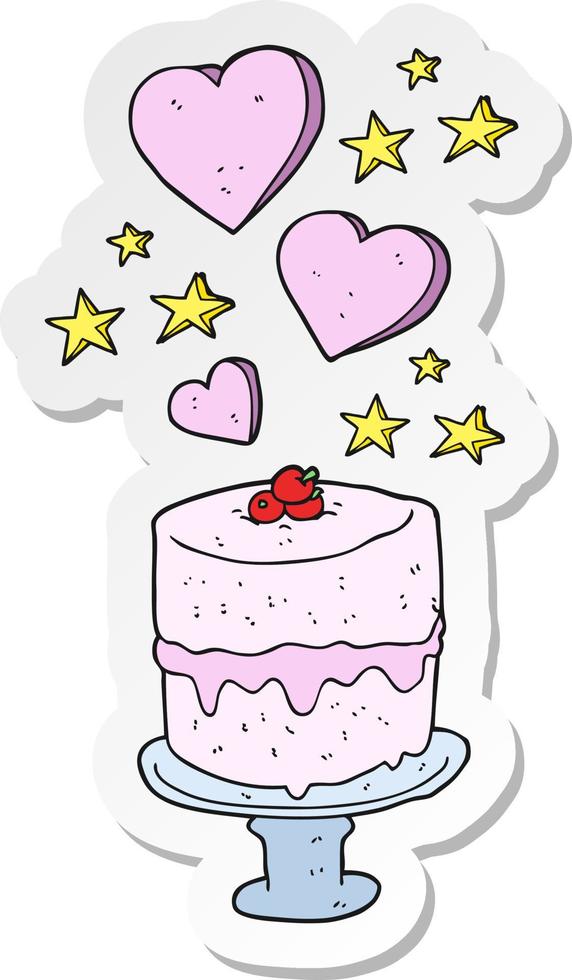 sticker of a cartoon cake vector