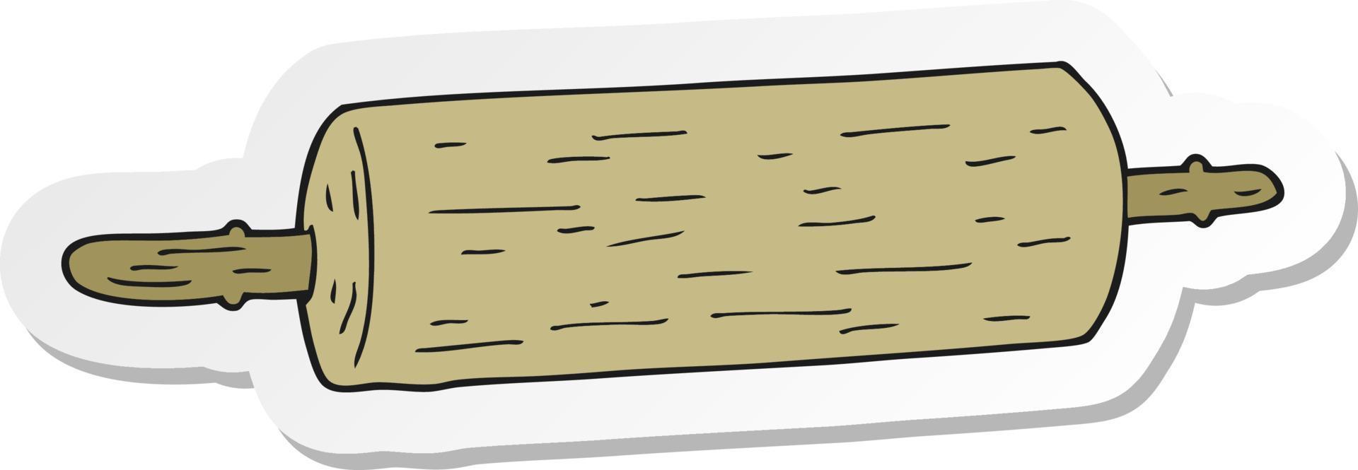 sticker of a cartoon rolling pin vector
