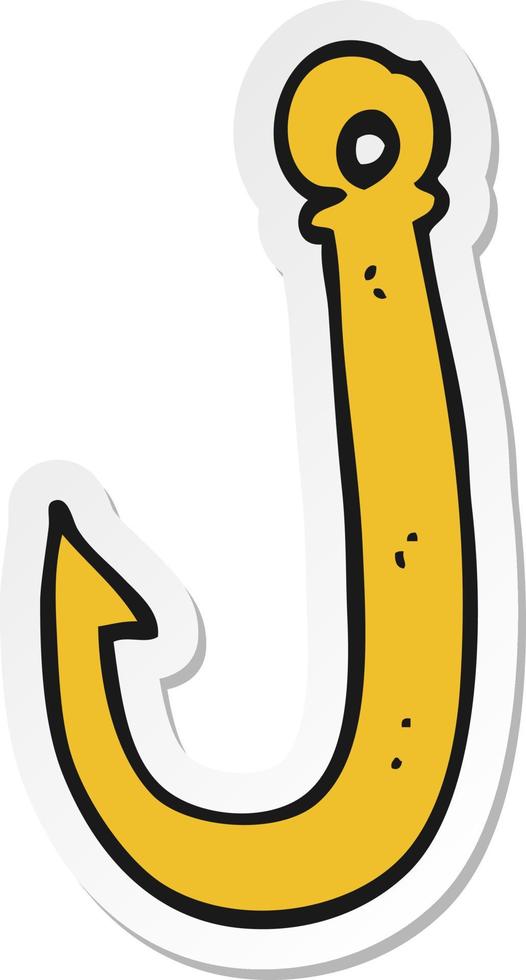 sticker of a cartoon fish hook vector