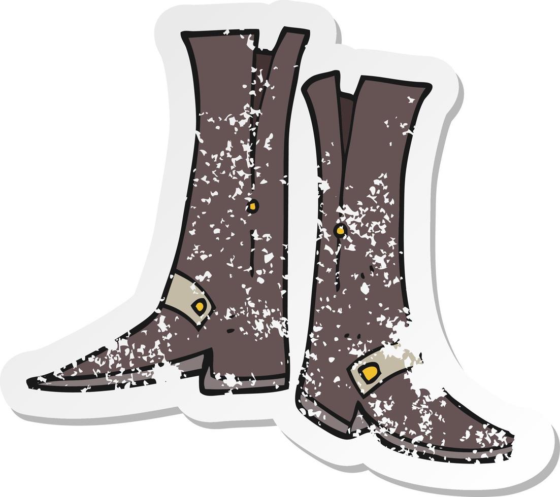 retro distressed sticker of a cartoon boots vector