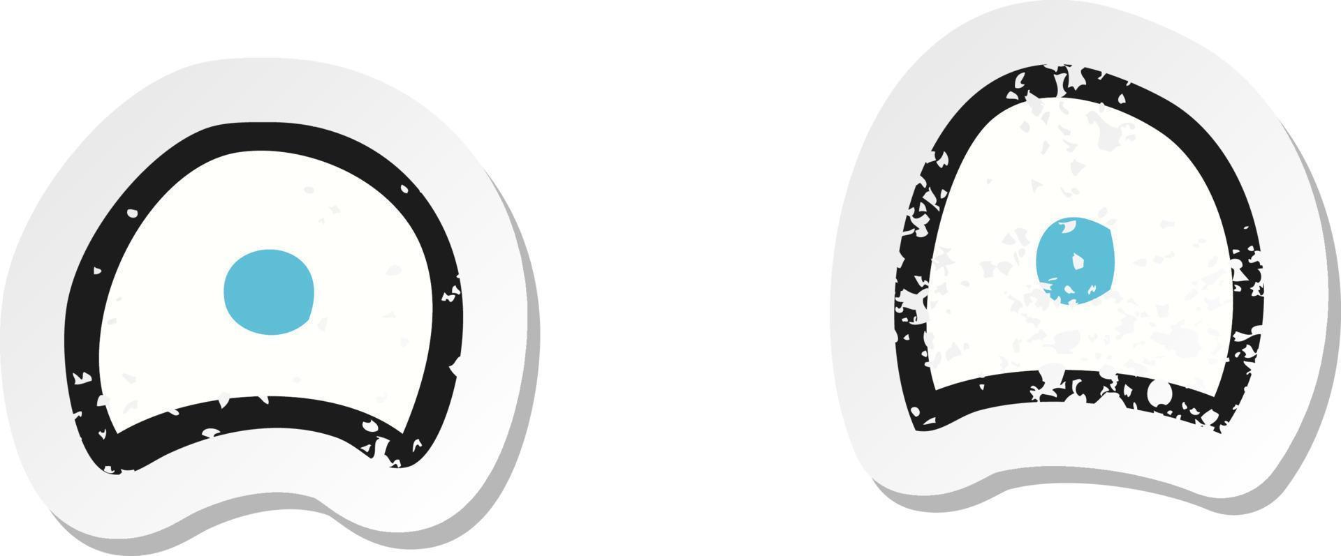 retro distressed sticker of a simple cartoon eyes vector