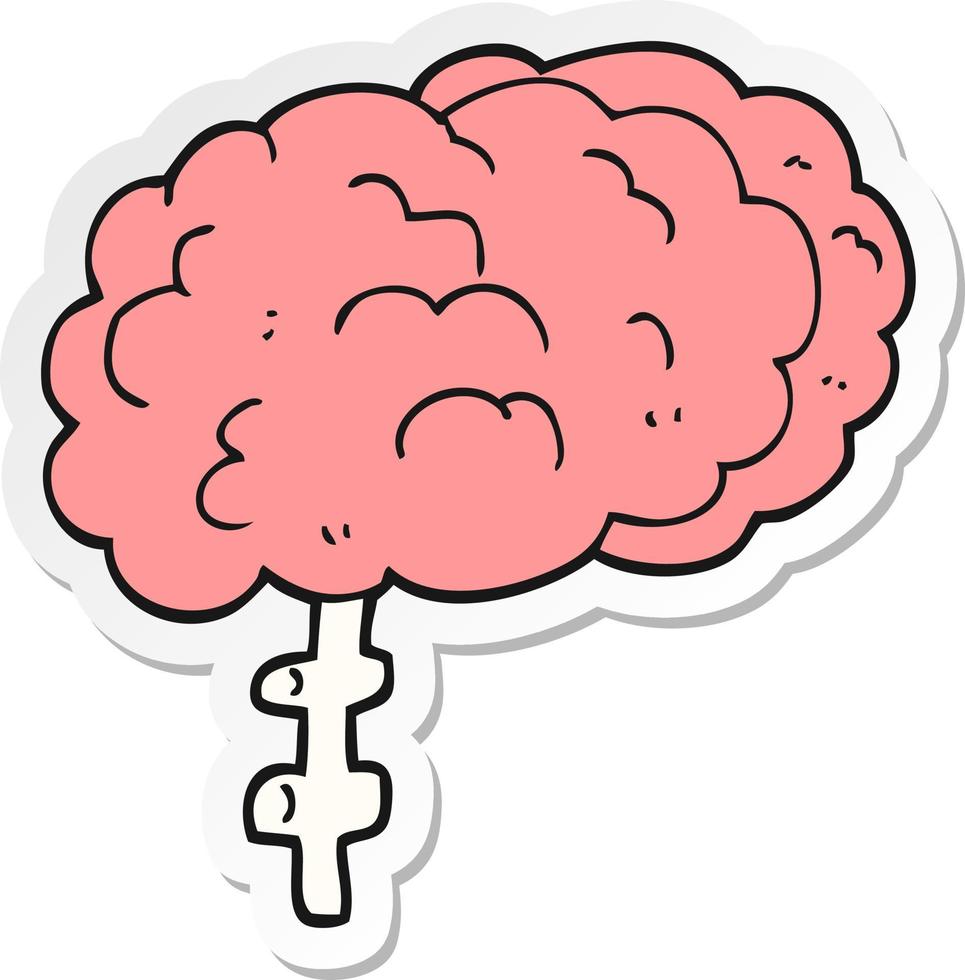 sticker of a cartoon brain vector