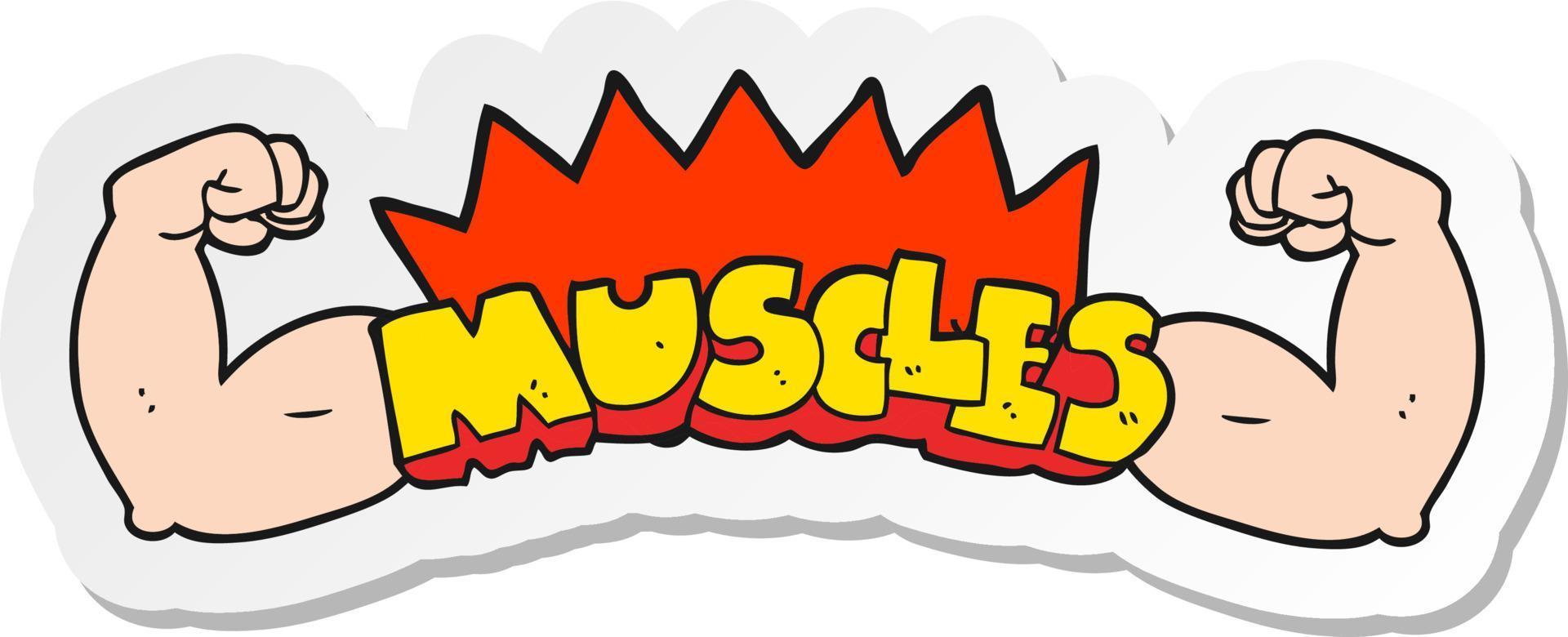 sticker of a cartoon muscles symbol vector