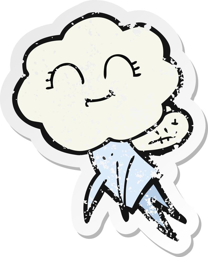 retro distressed sticker of a cartoon magical creature vector