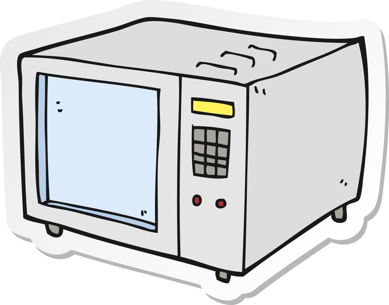 sticker of a cartoon microwave vector