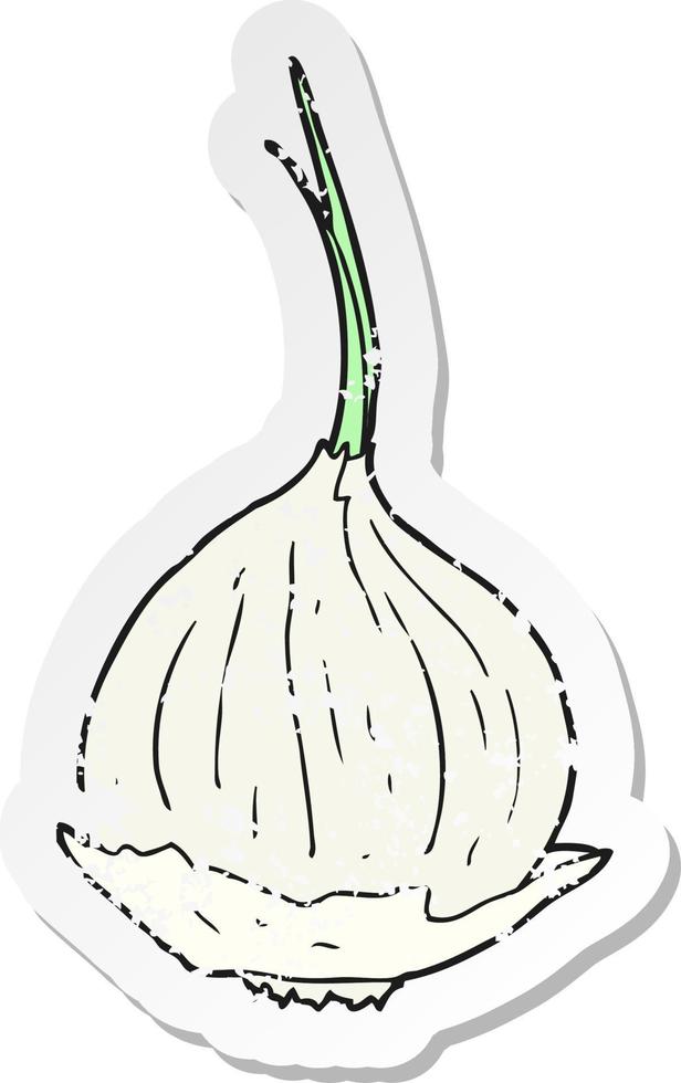 retro distressed sticker of a cartoon onion vector
