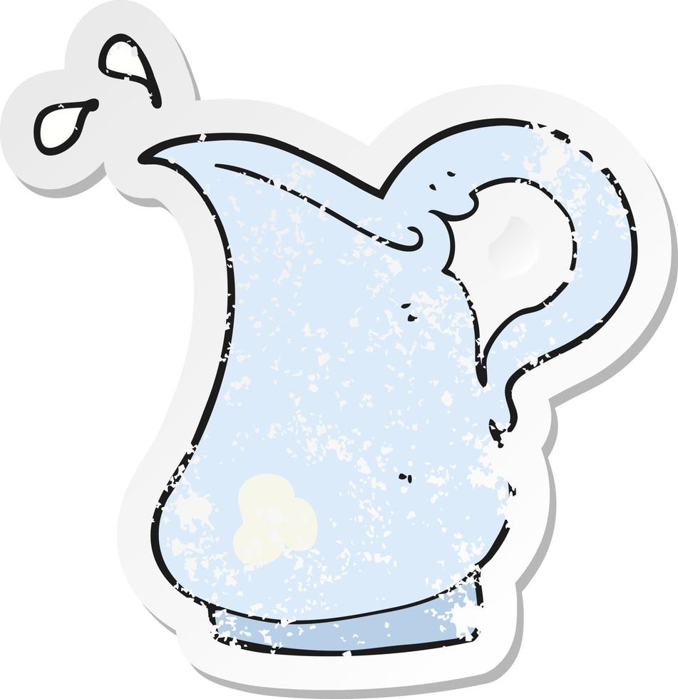 retro distressed sticker of a cartoon milk jug vector