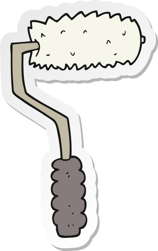 sticker of a cartoon paint roller vector