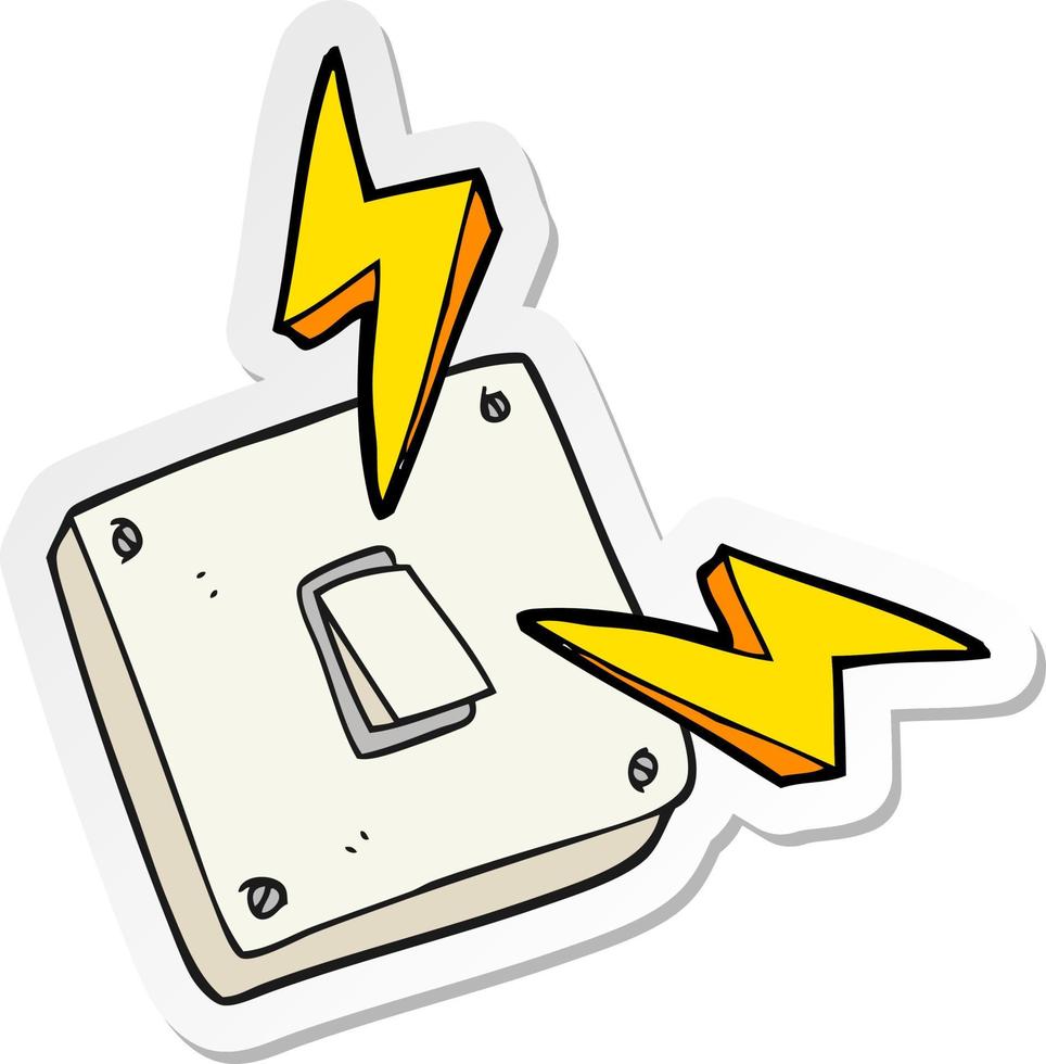 sticker of a cartoon sparking electric light switch vector