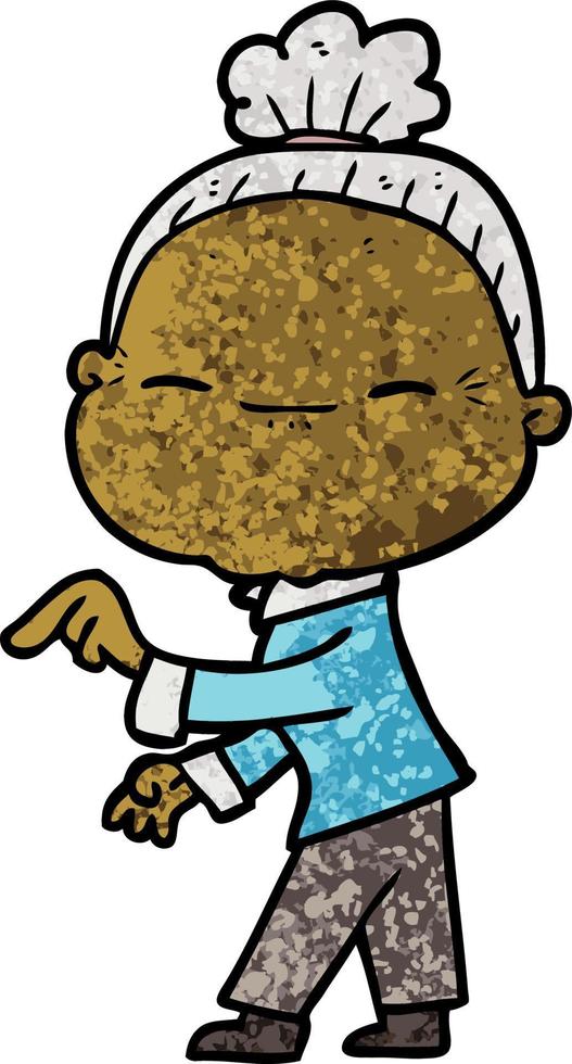 cartoon peaceful old woman vector