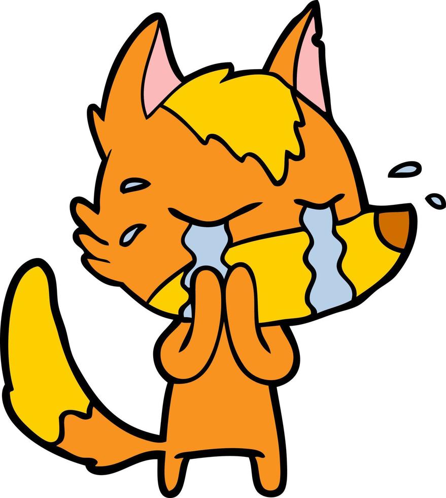 sad little fox cartoon character vector