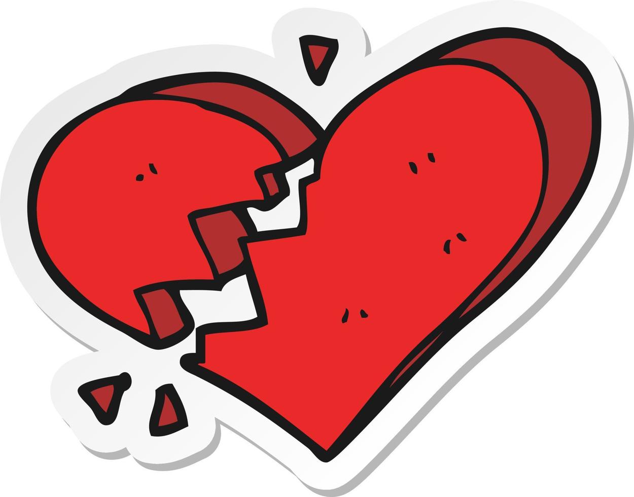 sticker of a cartoon broken heart vector