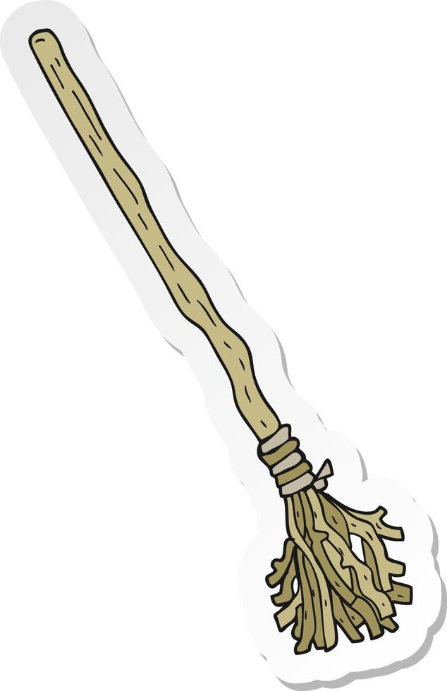 sticker of a cartoon witchs broom vector