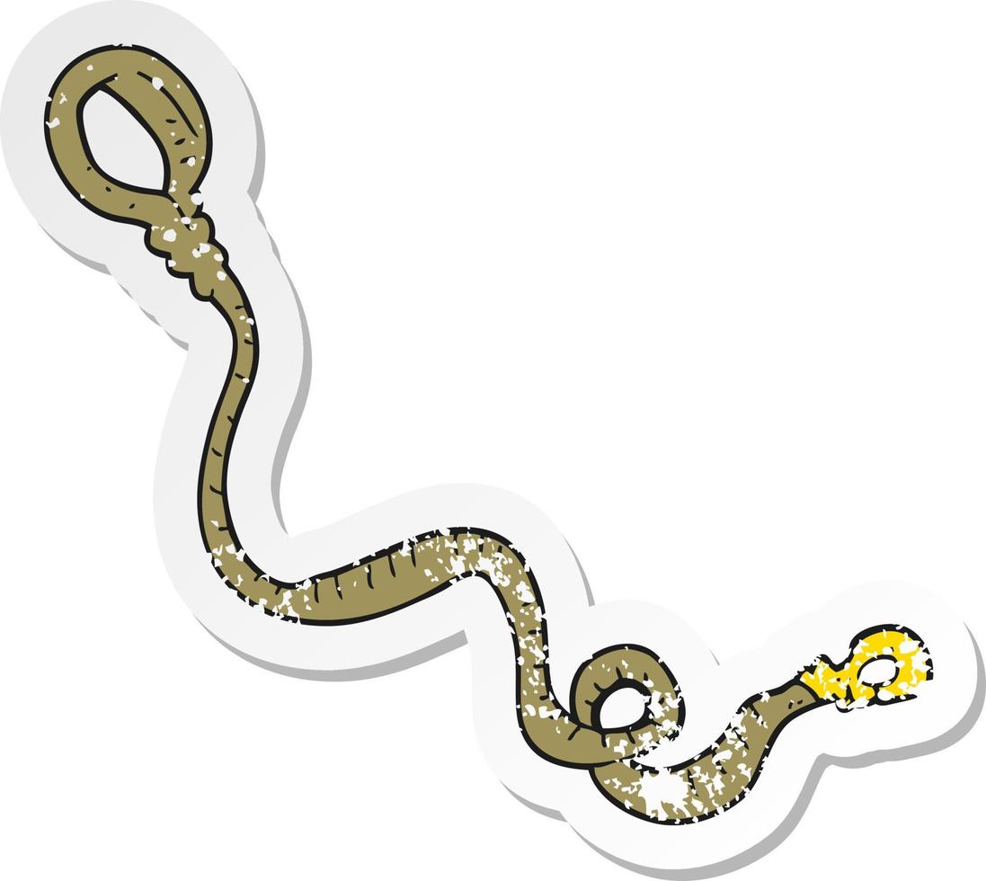 retro distressed sticker of a cartoon dog leash vector