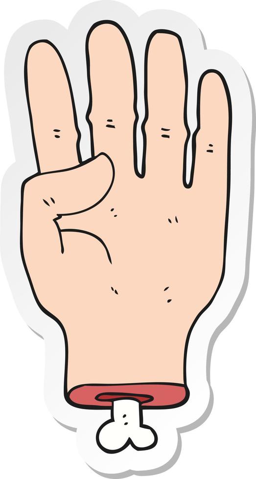 sticker of a cartoon hand vector