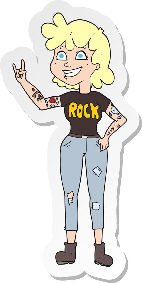 sticker of a cartoon rock girl vector