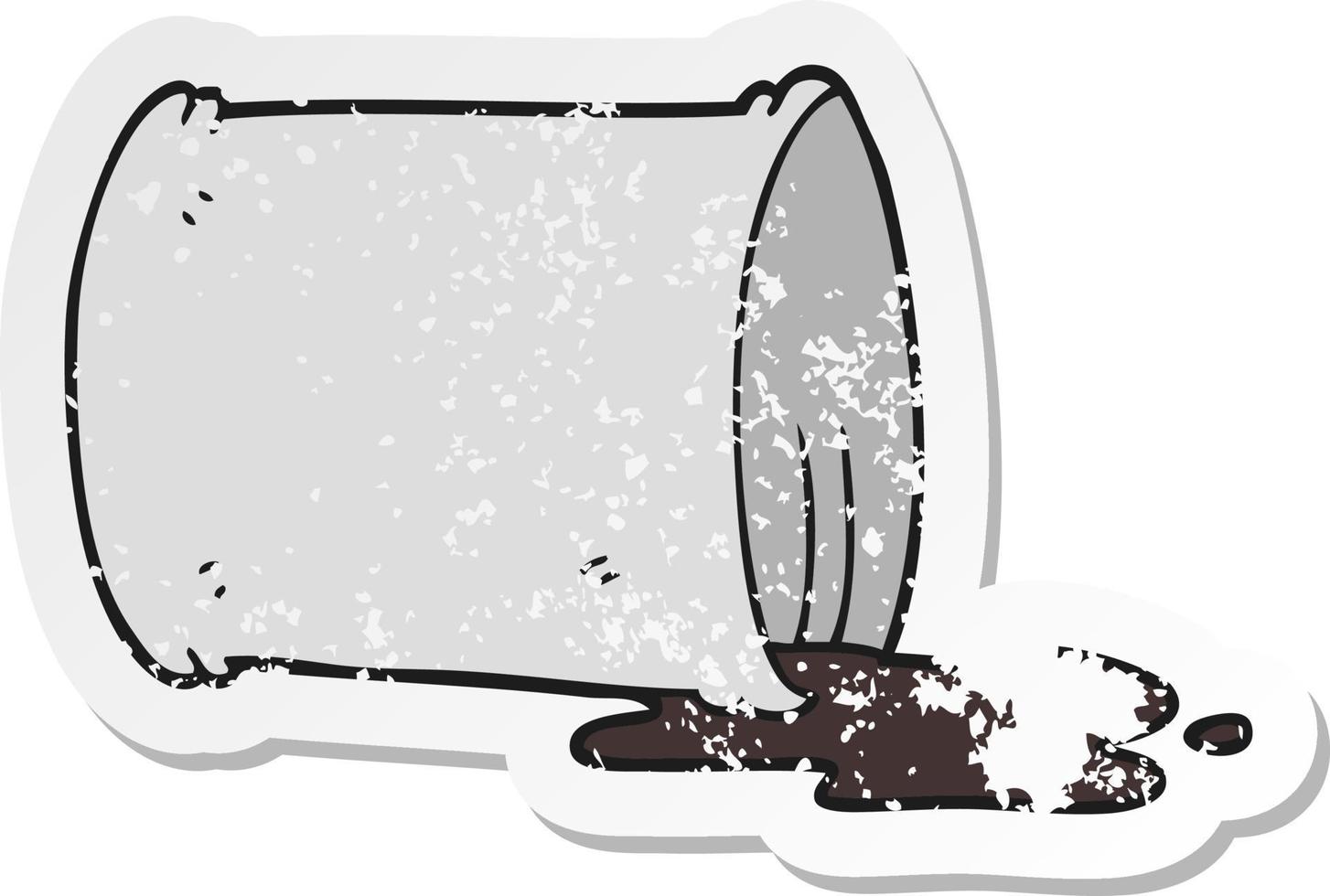 retro distressed sticker of a cartoon spilled oil drum vector