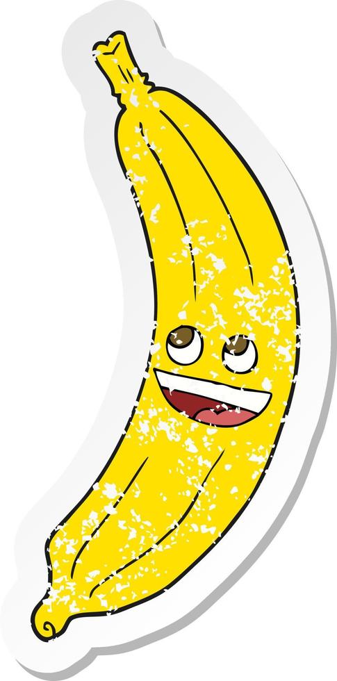 retro distressed sticker of a cartoon banana vector