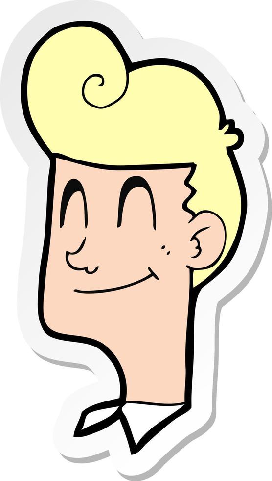 sticker of a cartoon smiling man vector