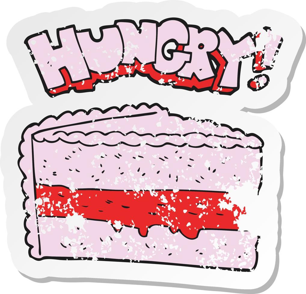 retro distressed sticker of a cartoon cake vector