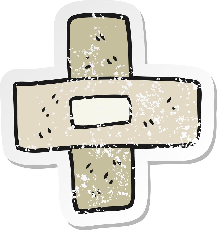 retro distressed sticker of a cartoon sticking plaster vector