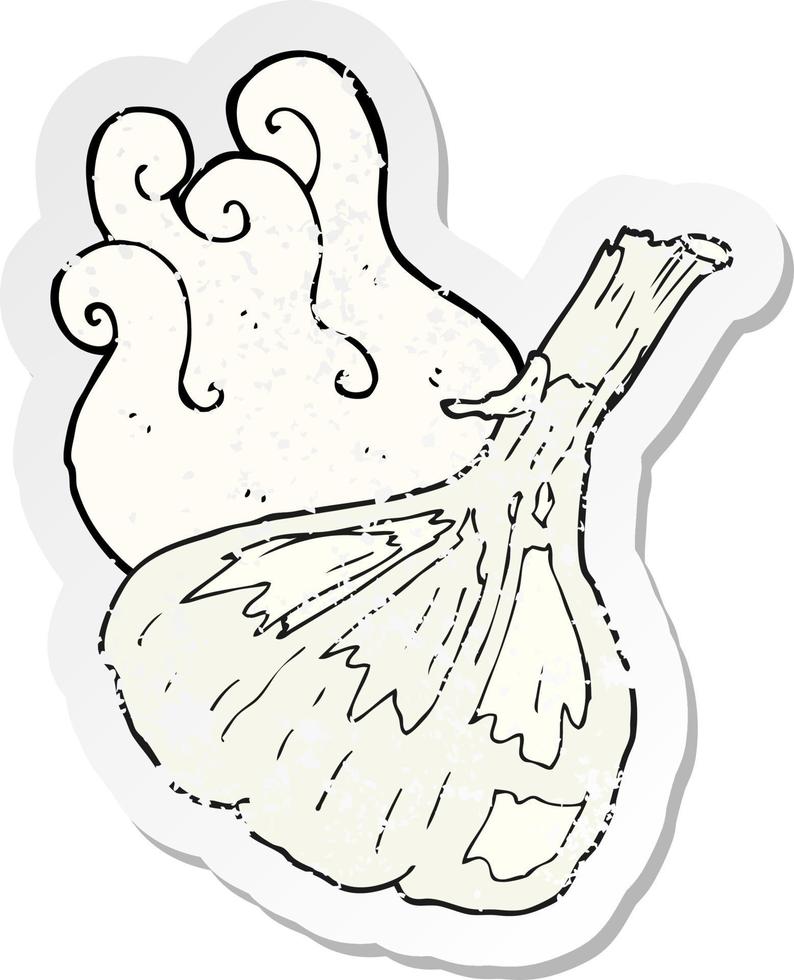 retro distressed sticker of a cartoon garlic vector