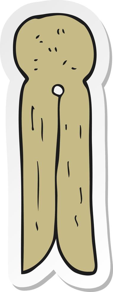 sticker of a cartoon old style wooden peg vector