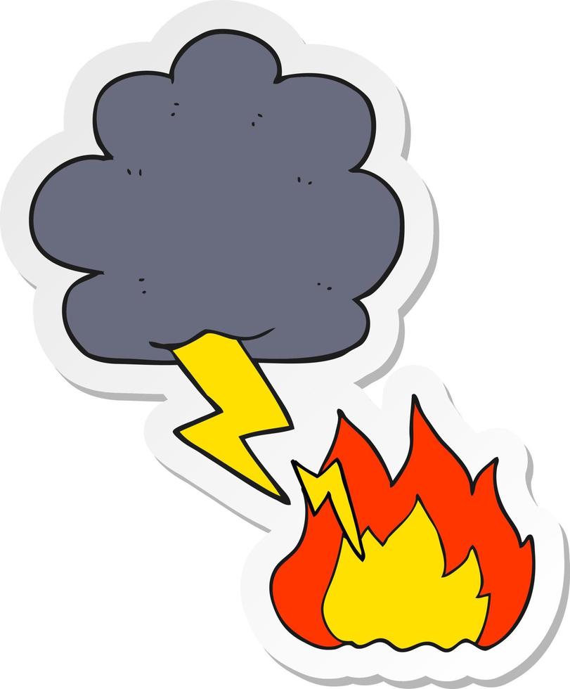 sticker of a cartoon lightning strike vector